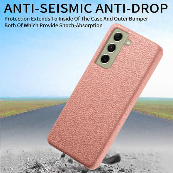 For Samsung Galaxy S21 FE 5G Litchi Oil Edge Leather Back Phone Case(Pink)