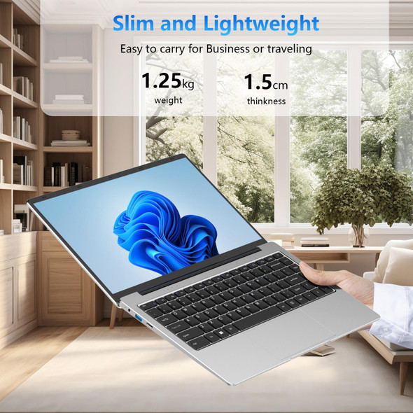 GXMO F141S 14.1 inch Laptop, 8GB+256GB, Windows 11 Intel Celeron J4125 Quad Core(Silver)