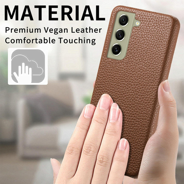 For Samsung Galaxy S21 FE 5G Litchi Oil Edge Leather Back Phone Case(Brown)