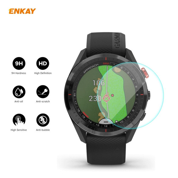 Garmin Approach S62 ENKAY Hat-Prince 0.2mm 9H 2.15D Curved Edge Tempered Glass Screen Protector Watch Film