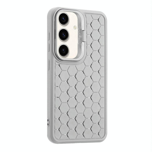 For Samsung Galaxy S23 FE 5G Honeycomb Radiating Lens Holder Magsafe Phone Case(Grey)