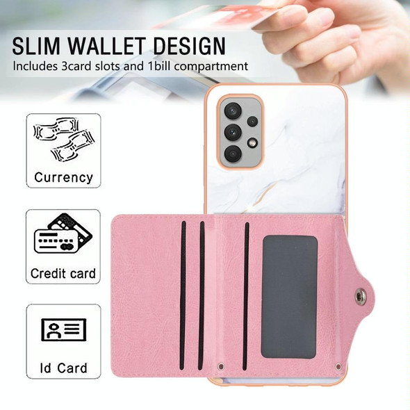 For Samsung Galaxy A32 4G EU Version Marble Pattern IMD Card Slot Phone Case(White Purple)