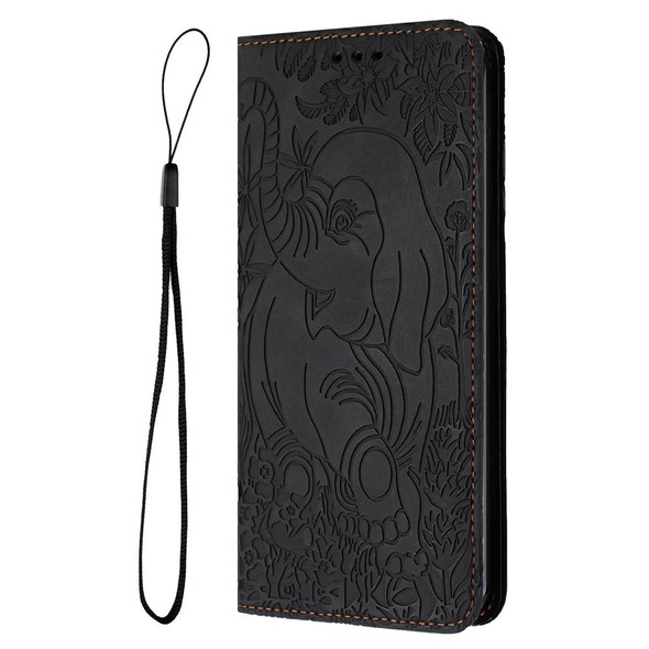 For Samsung Galaxy A33 Retro Elephant Embossed Leather Phone Case(Black)