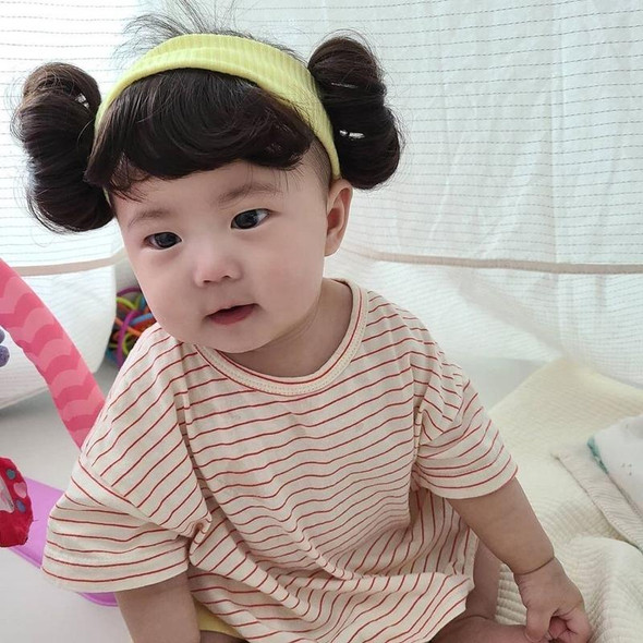 Children Cute Bud Dual Bun Hair Wig Baby Versatile Headdress Bangs Hair Bands(Red)
