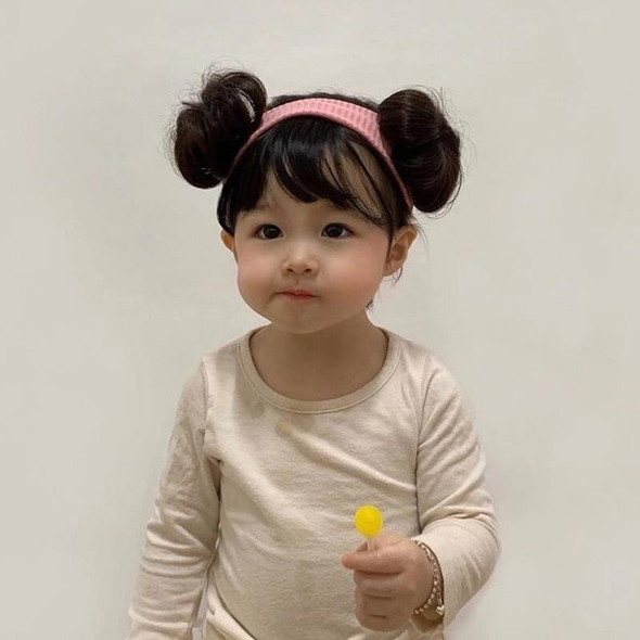 Children Cute Bud Dual Bun Hair Wig Baby Versatile Headdress Bangs Hair Bands(Red)