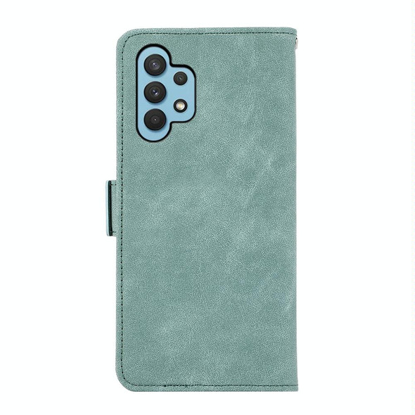 For Samsung Galaxy A32 4G ABEEL Frosted Magnetic RFID Leather Phone Case(Cyan)