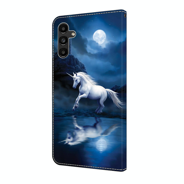 For Samsung Galaxy S21 5G Crystal Painted Leather Phone case(White Horse)
