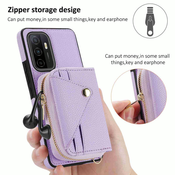 For Samsung Galaxy S23 5G Crossbody Zipper Card Bag RFID Anti-theft Phone Case(Purple)