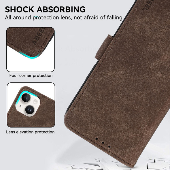 For Samsung Galaxy S23+ 5G ABEEL Frosted Magnetic RFID Leather Phone Case(Brown)