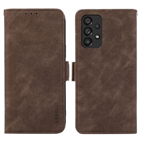 For Samsung Galaxy A23 5G / 4G ABEEL Frosted Magnetic RFID Leather Phone Case(Brown)