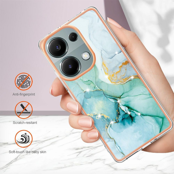 For Xiaomi Poco M6 Pro 4G Electroplating Marble Dual-side IMD Phone Case(Green 003)