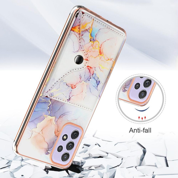 For Samsung Galaxy A52 5G / 4G Marble Pattern IMD Card Slot Phone Case(Galaxy Marble White)