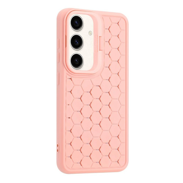 For Samsung Galaxy S23 FE 5G Honeycomb Radiating Lens Holder Magsafe Phone Case(Pink)