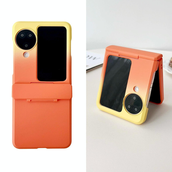 For OPPO Find N3 Flip Skin Feel PC Full Coverage Shockproof Phone Case(Orange+Yellow)