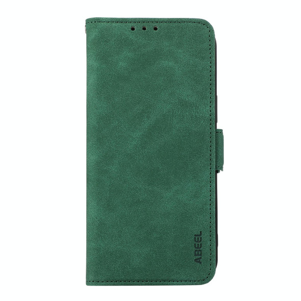 For Samsung Galaxy S21 FE 5G ABEEL Frosted Magnetic RFID Leather Phone Case(Green)