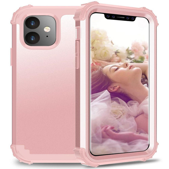 iPhone 11 PC+ Silicone Three-piece Anti-drop Mobile Phone Protective Back Cover(Rose gold)