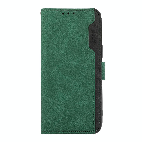 For Samsung Galaxy S20 FE ABEEL Color Block Magnetic RFID Leather Phone Case(Green-Black)