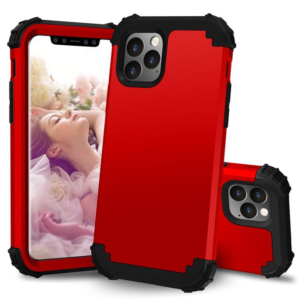 iPhone 11 Pro Max PC+ Silicone Three-piece Anti-drop Mobile Phone Protective Back Cover(Red)