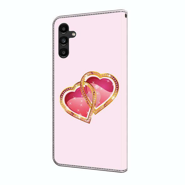 For Samsung Galaxy S22+ 5G Crystal Painted Leather Phone case(Love Peach)