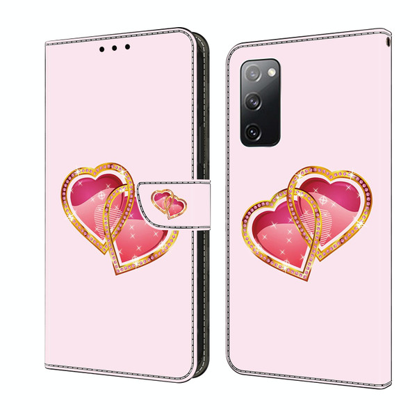 For Samsung Galaxy S20 FE 4G/5G Crystal Painted Leather Phone case(Love Peach)