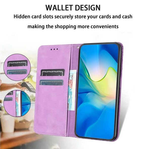 For Samsung Galaxy S22 Ultra 5G Retro Elephant Embossed Leather Phone Case(Purple)