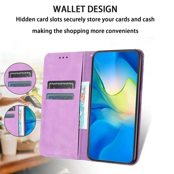 For Samsung Galaxy S22+ 5G Retro Elephant Embossed Leather Phone Case(Purple)