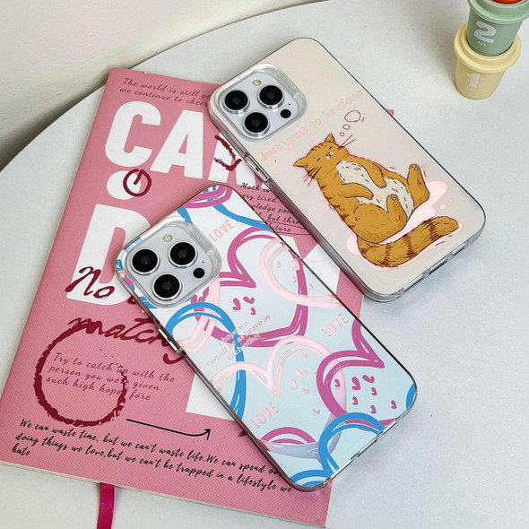 For iPhone 13 Colorful Pattern TPU + PC Phone Case(Cat)