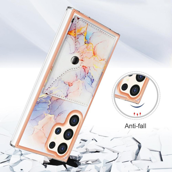 For Samsung Galaxy S24 Ultra 5G Marble Pattern IMD Card Slot Phone Case(Galaxy Marble White)