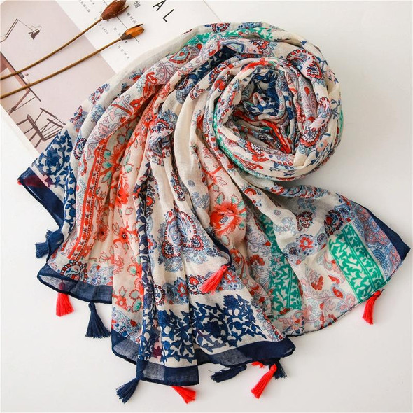 180 X 85cm  Women Cotton And Linen Scarf Retro Splicing Bohemian Printed Silk Shawl SL1906-052