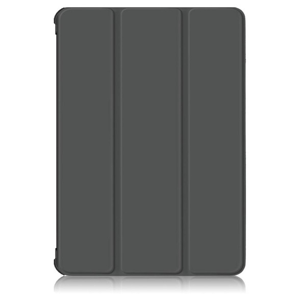 Samsung Galaxy Tab S7 FE 12.4 Solid Color TPU Horizontal Flip Tablet Leather Case with 3-Fold Holder & Sleep / Wake-up Function(Grey)