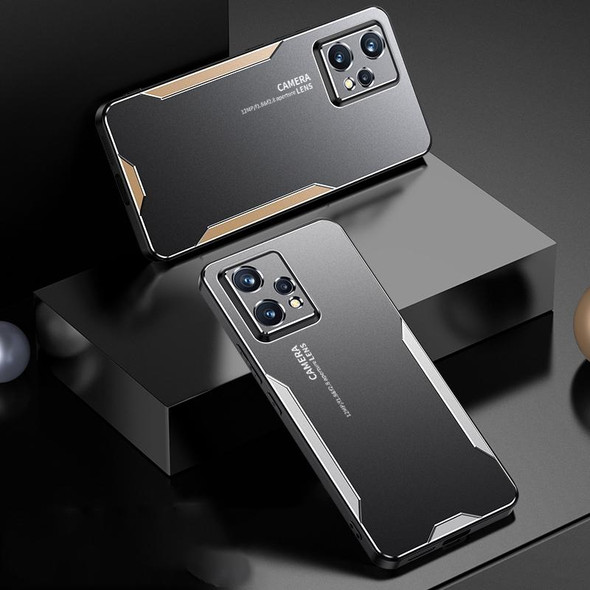 For Realme V25 Blade Series TPU Hybrid Metal Phone Case(Gold)