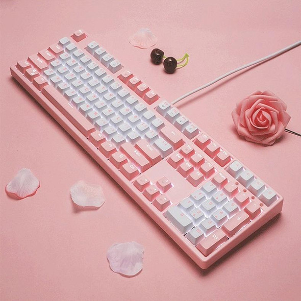 87/108 Keys Gaming Mechanical Keyboard, Colour: FY108 Pink Shell Pink Cap Tea Shaft