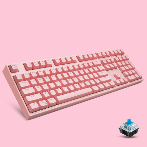 87/108 Keys Gaming Mechanical Keyboard, Colour: FY108 Pink Shell Pink Cap Green Shaft