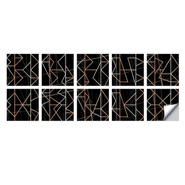 2 Sets Geometric Pattern Staircase Wall Tile Sticker Kitchen Stove Water And Oil Proof Stickers, Specification: S: 10x10cm(HT-019 Geometric Copper)