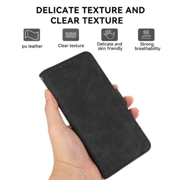 For iPhone 15 ABEEL Frosted Magnetic RFID Leather Phone Case(Black)