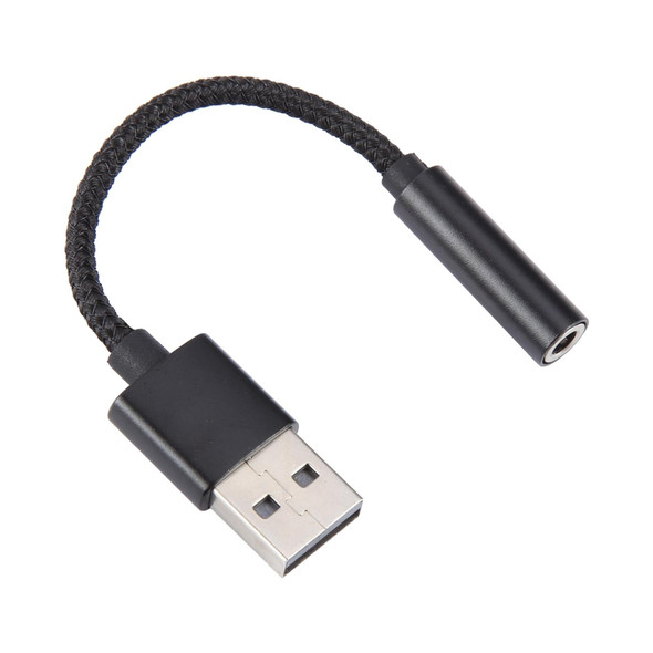 USB Male to 3.5mm Female Weave Texture Audio Adapter(Black)