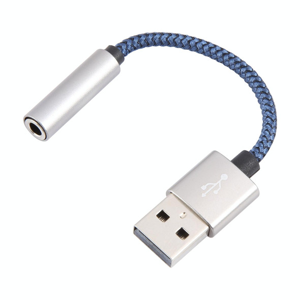 USB Male to 3.5mm Female Weave Texture Audio Adapter(Blue)