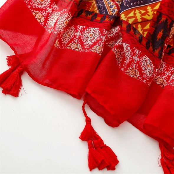 180 X 85cm  Women Cotton And Linen Scarf Retro Splicing Bohemian Printed Silk Shawl SL2310-016