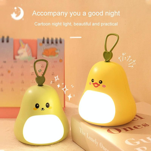 Cartoon LED Portable Night Light USB Rechargeable Plug-in Bedroom Bedside Lamp(Avocado)