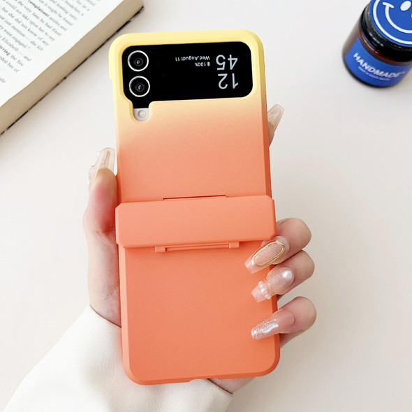 For Samsung Galaxy Z Flip3 5G Skin Feel PC Full Coverage Shockproof Phone Case(Orange+Yellow)