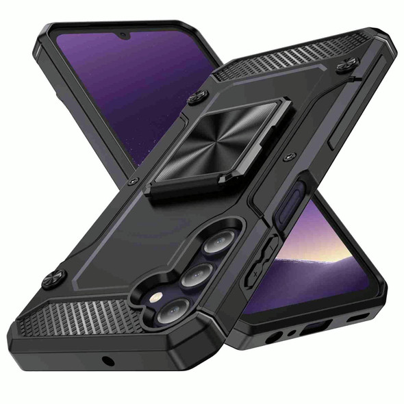 For Samsung Galaxy A15 5G Shockproof Metal Holder Phone Case(Black)