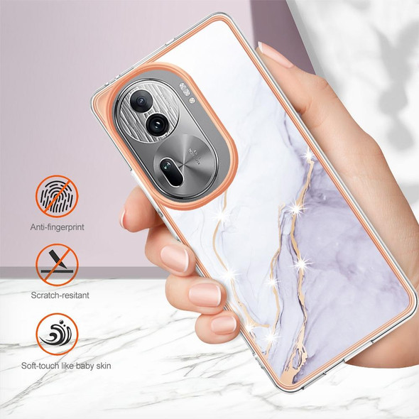 For OPPO Reno11 Pro 5G Global Electroplating Marble Dual-side IMD Phone Case(White 006)