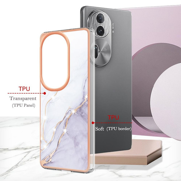 For OPPO Reno11 Pro 5G Global Electroplating Marble Dual-side IMD Phone Case(White 006)
