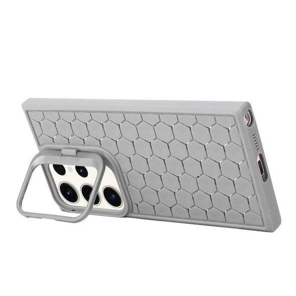 For Samsung Galaxy S24 Ultra 5G Honeycomb Radiating Lens Holder Magsafe Phone Case(Grey)