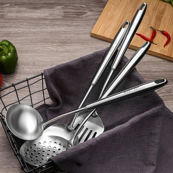 304 Stainless Steel Kitchen Equipment Thickened Hollow Handle Cooking Tool, Style: Slotted Shovel