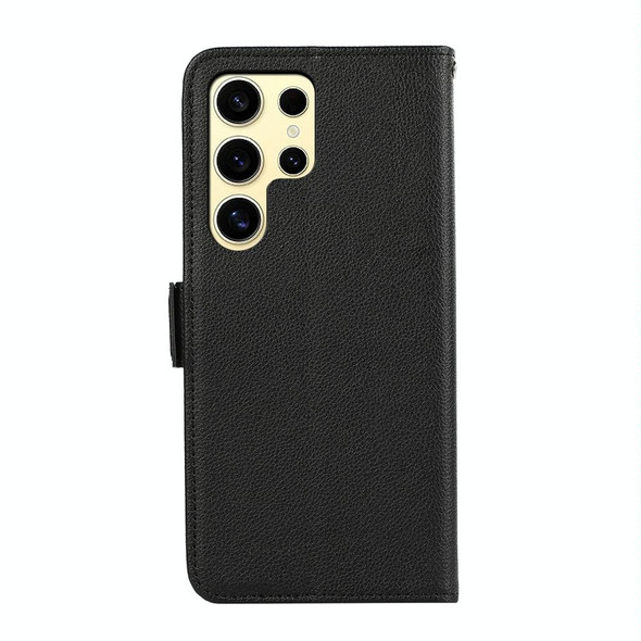 For Samsung Galaxy S21 Ultra 5G ABEEL Side-Magnetic Litchi Pattern Leather RFID Phone Case(Black)