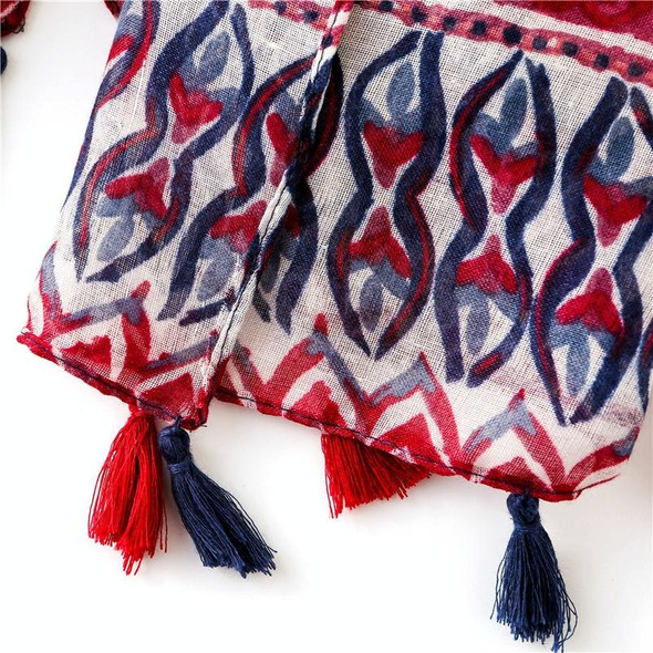 180 X 85cm  Women Cotton And Linen Scarf Retro Splicing Bohemian Printed Silk Shawl SL1903-010