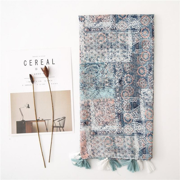 180 X 85cm  Women Cotton And Linen Scarf Retro Splicing Bohemian Printed Silk Shawl SL1909-021