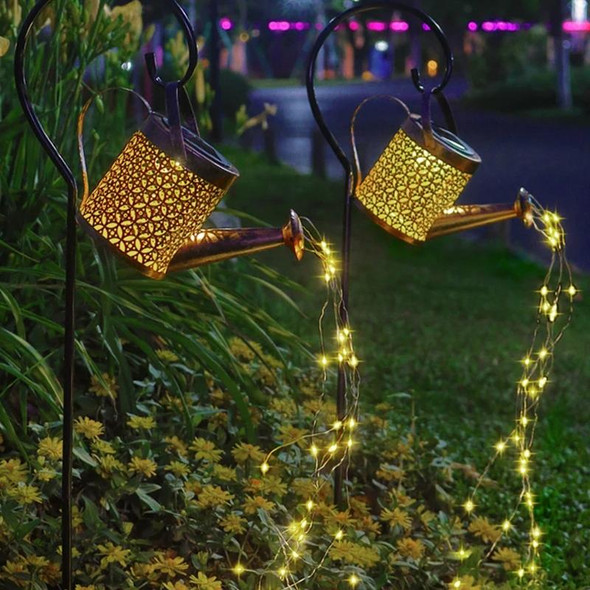 Iron Hollow Projection Light Solar Outdoor Waterproof Garden Kettle Light Lawn Landscape Ground Plug Decorative Light, Style: Small+Bracket