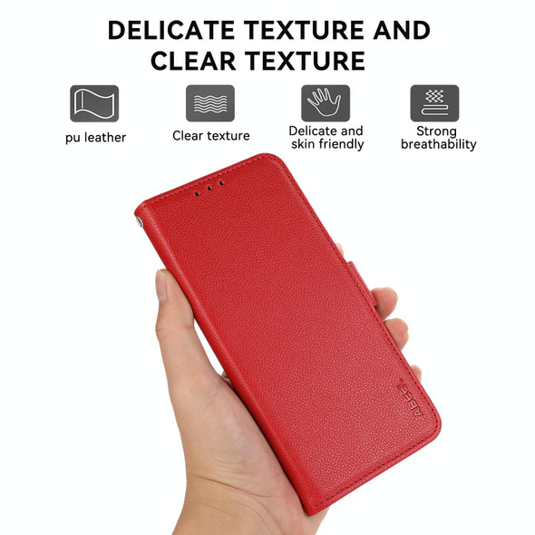 For Samsung Galaxy S21+ 5G ABEEL Side-Magnetic Litchi Pattern Leather RFID Phone Case(Red)
